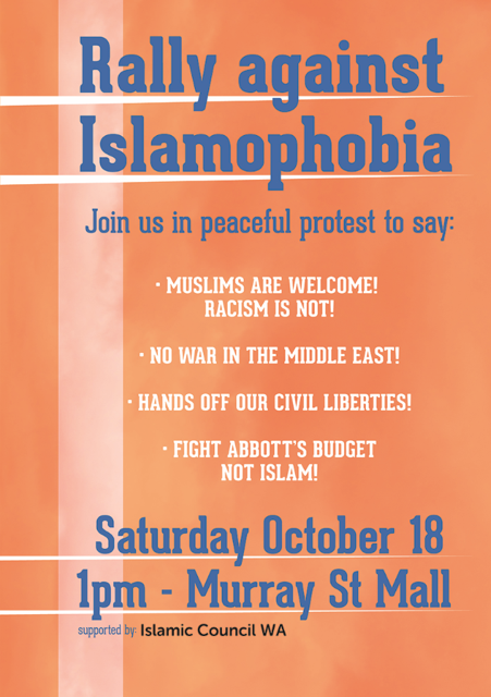 Anti- Islamophobia  Rally Poster_ICWA 2014
